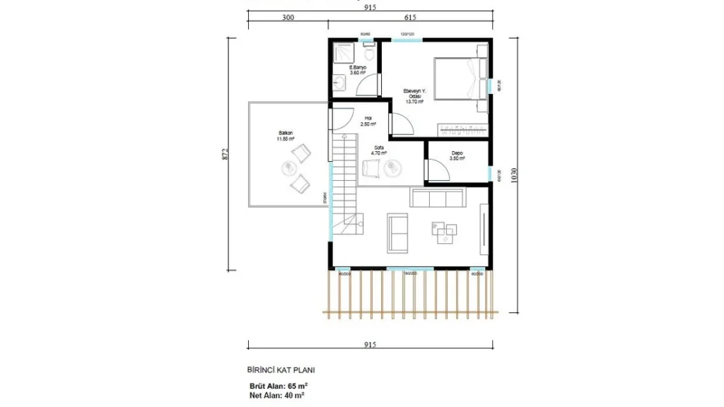 3+1 Çift Kat Hafif Çelik kat planı 1
