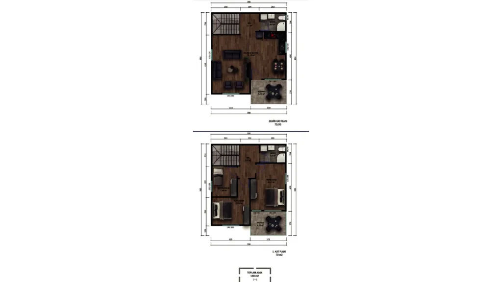 3+1 Çift Kat Hafif Çelik kat planı 1