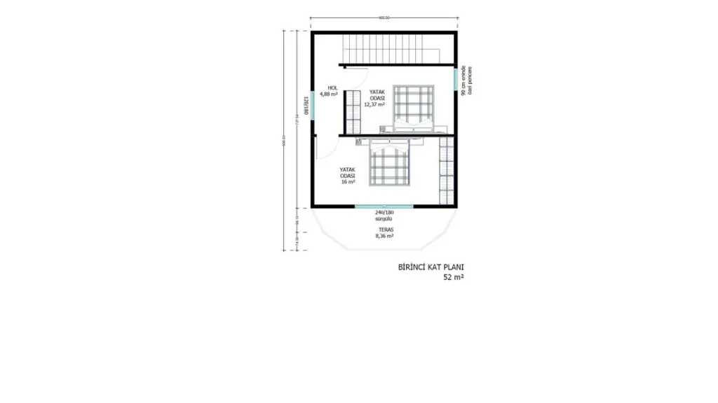 4+1 Çift Kat Hafif Çelik kat planı 1