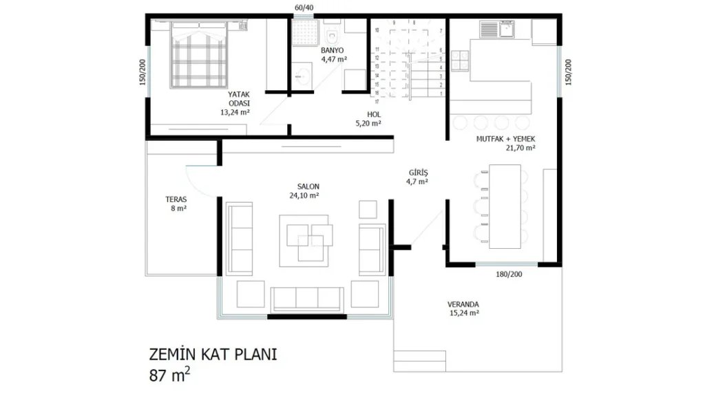 4+1 Çift Kat Hafif Çelik kat planı 2