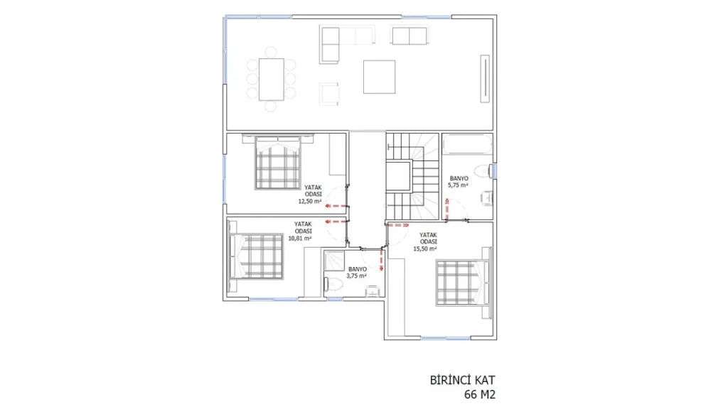 4+1 Çift Kat Hafif Çelik kat planı 1