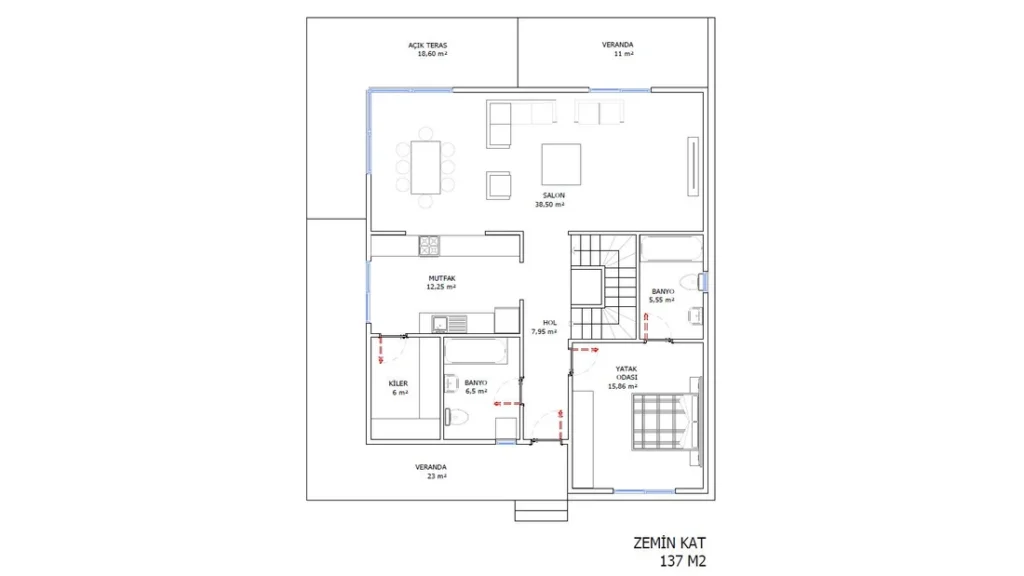 4+1 Çift Kat Hafif Çelik kat planı 2