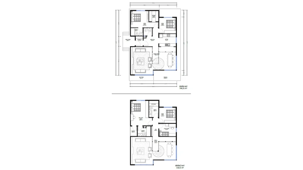 5+1 Çift Kat Hafif Çelik kat planı 1